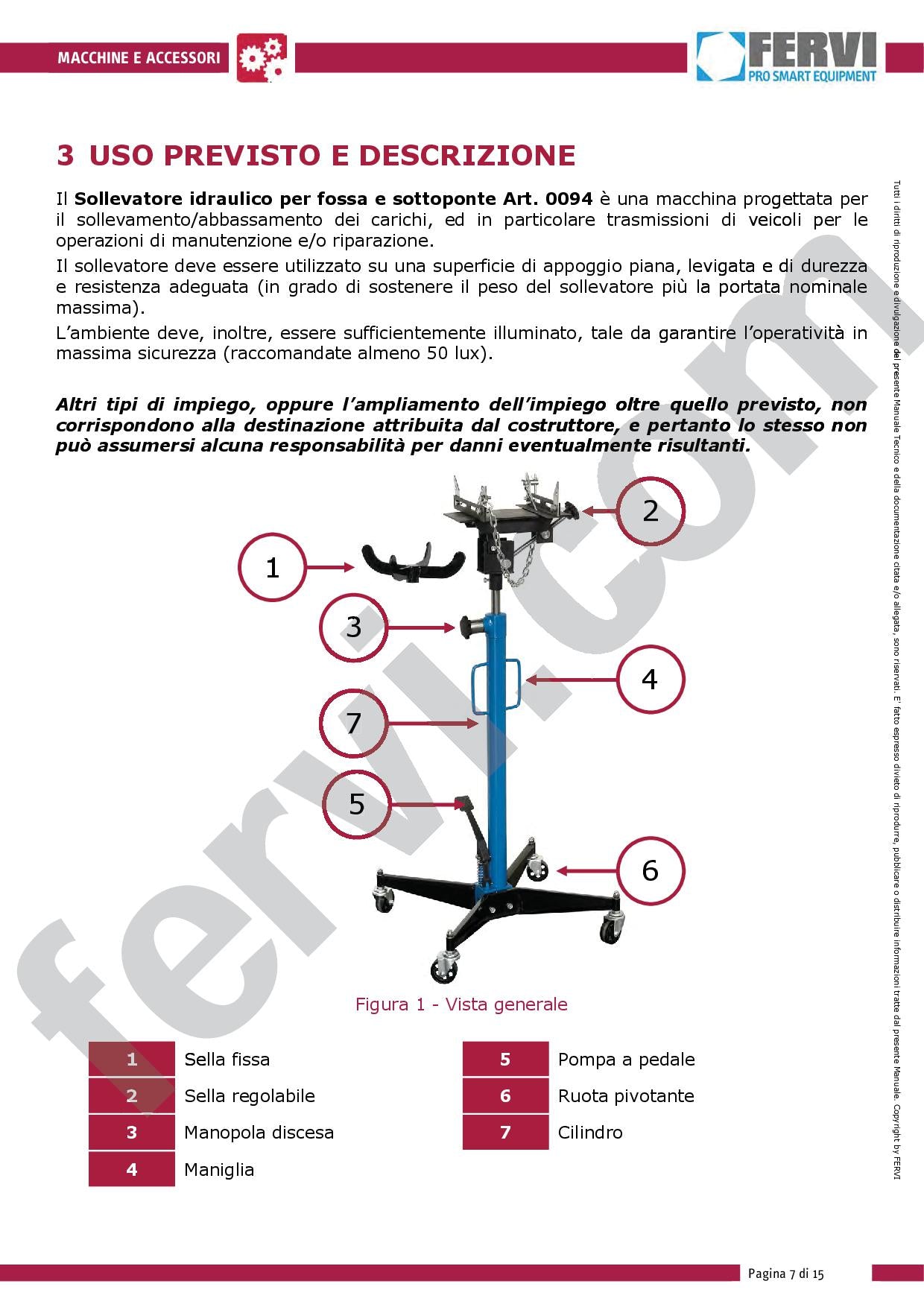 Sollevatore idraulico per fossa e sottoponte inclinabile 500kg Fervi 0094 - Image 2