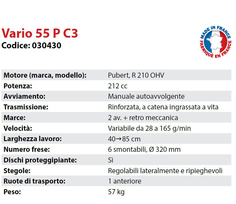 Motozappa a scoppio Professionale PUBERT VARIO 55 P C3 030430 - Image 2