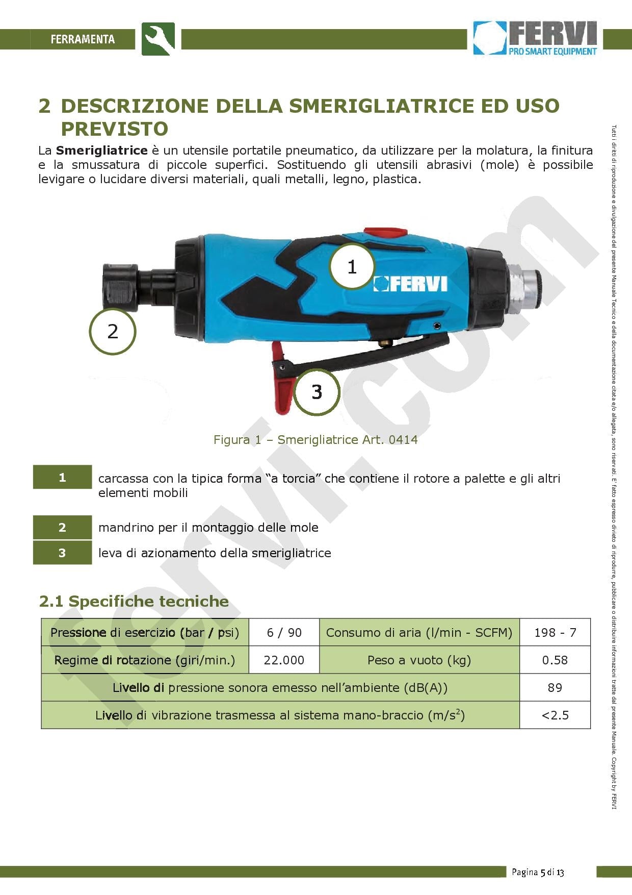 Fervi 0414 - Smerigliatrice pneumatica assiale - Image 2