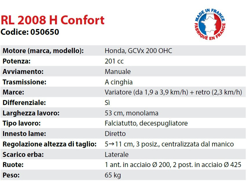 Falciatutto 050650 Motore Honda ROQUES ET LECOEUR RL 2008 H Confort 3 Ruote , raggio zero - Image 2