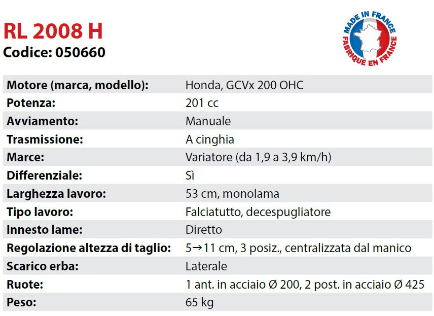 Falciatutto Professionale 050660 Motore Honda ROQUES ET LECOEUR RL 2008 H , raggio zero - Image 2