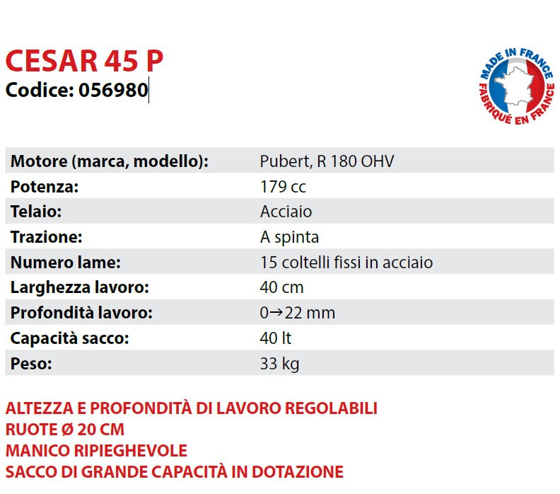 Arieggiatiore a scoppio Pubert CESAR 45 P 056980 Largh.Lavoro 40 cm - Image 2