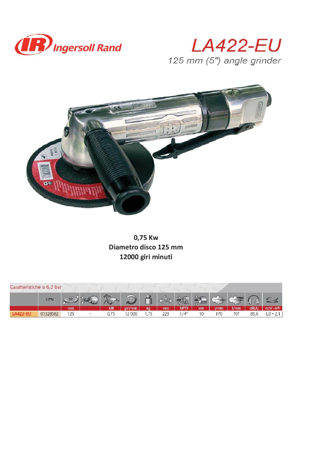 Smerigliatrice pneumatica angolare Ingersoll Rand LA422-EU - Image 2