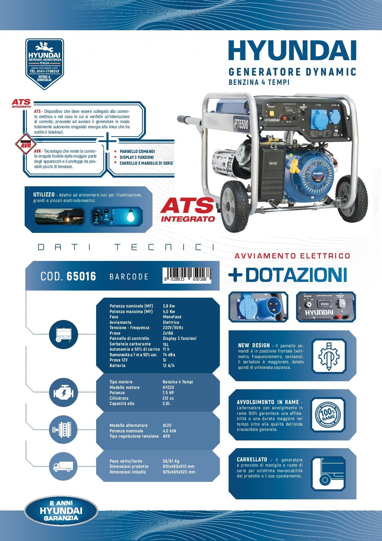 Generatore di corrente con ATS Hyundai 65016P - Image 2