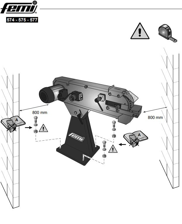Femi 577 - Levigatrice a nastro orizzontale con basamento, nastro 150x2000 mm - Trifase - Image 3