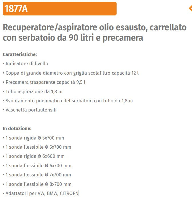 Beta 1877A - Recuperatore/aspiratore olio esausto, carrellato con serbatoio da 9 - Image 2