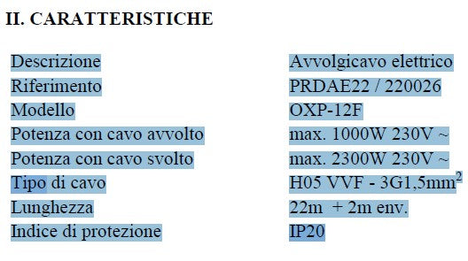 Avvolgicavo elettrico automatico 22 mt Ribimex PRDAE22 - Image 2