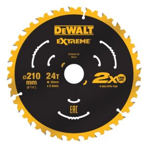 Dewalt DT20432-QZ - Disco per banco sega e troncatrice legno D.210MM, 24 denti