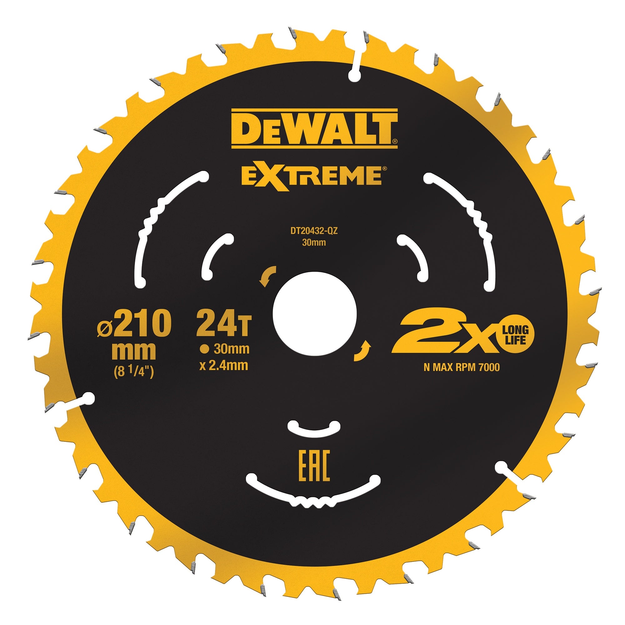 Dewalt DT20432-QZ - Disco per banco sega e troncatrice legno D.210MM, 24 denti