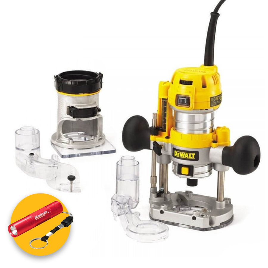 Dewalt D26204K - Elettrofresatrice fresatrice per legno con base fissa e ad affondamento