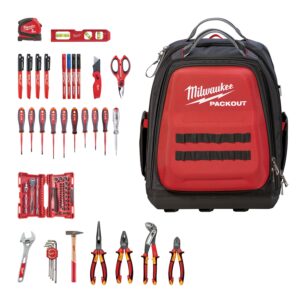 Milwaukee 4932498407 - Zaino Packout con assortimento elettricista - 73 pezzi