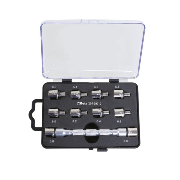Beta 3075/K10 - Set chiave universale a testina intercambiabile e 10 inserti, per serraggio raggi ruote