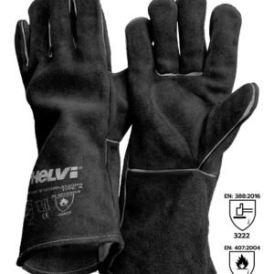Helvi 21905177 - Guanti per saldatore palmo e dorso in pelle crosta - taglia unica