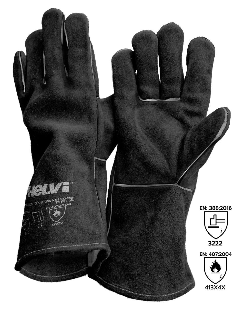 Helvi 21905177 - Guanti per saldatore palmo e dorso in pelle crosta - taglia unica