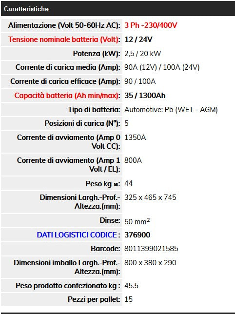 DECA 376900 CLASS BOOSTER 1350 Caricabatteria 12/24V-100A. Start Assist 1350A (230/400V3Ph) - Image 2