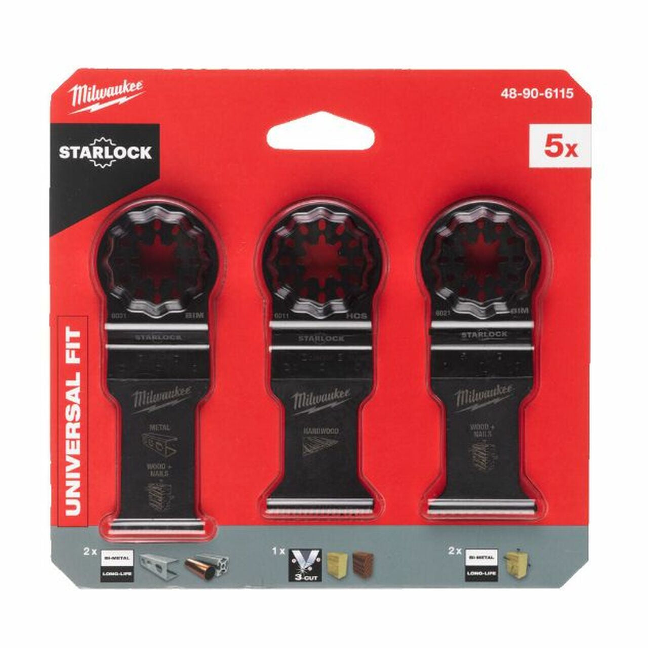 Milwaukee 48906115 - Set 5 pezzi lame per utensile multifunzione con attacco Starlock