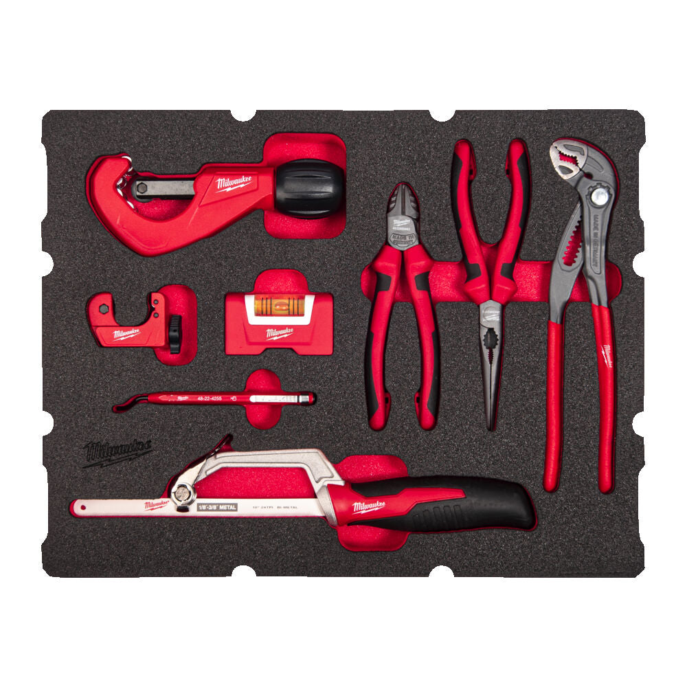 Milwaukee 4932493639 - Set attrezzi da idraulico in termoformato Packout - 8 pezzi