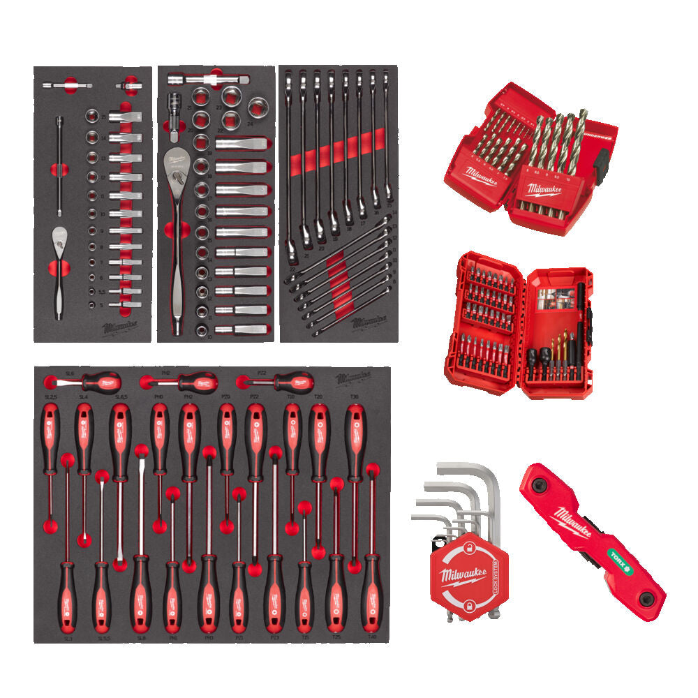 Milwaukee 4932499473 - Assortimento utensili in termoformato per carrelli Milwaukee - 171 pezzi
