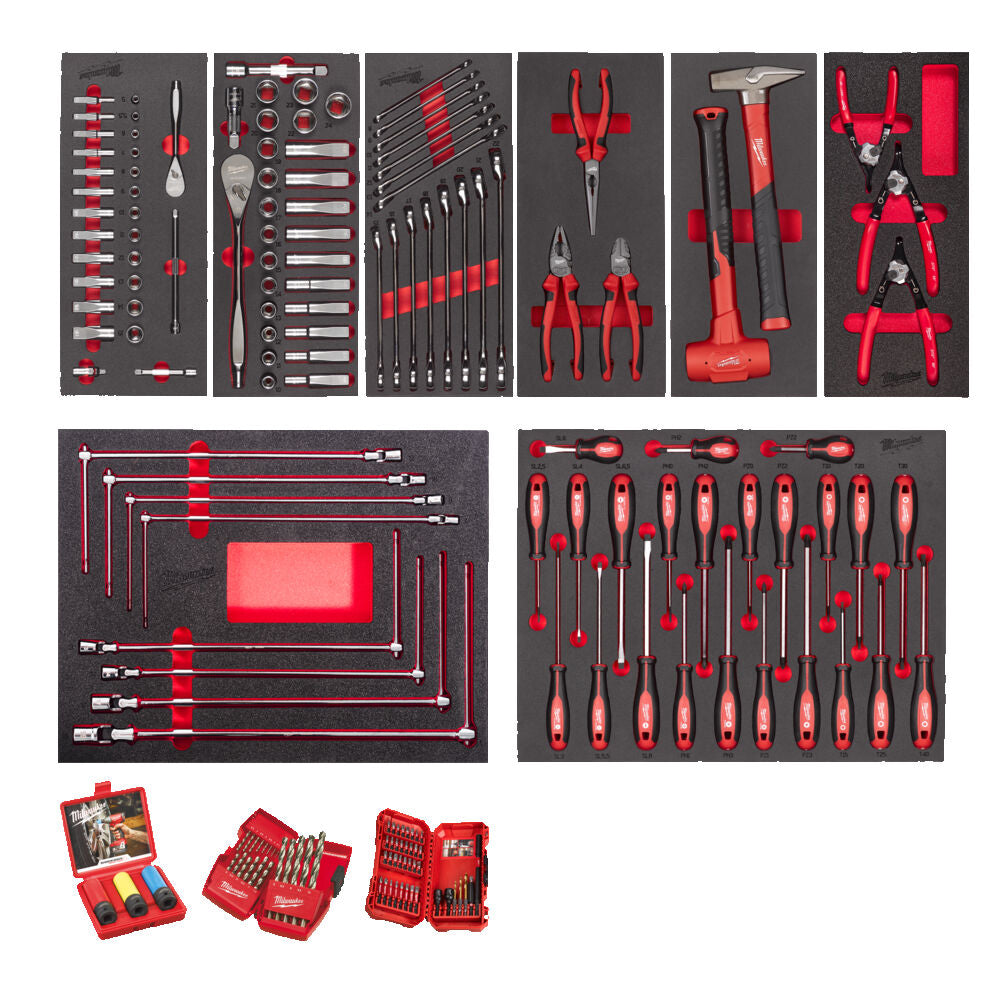 Milwaukee 4932499474 - Assortimento utensili automotive per carrello attrezzi - 172 pezzi