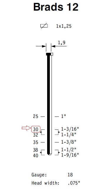 Groppino Galvanizzato serie 12/30 - OMER - BRADS 12 - 51230011 - 7000 PZ