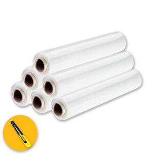 6 ROTOLI - Film estensibile manuale BIANCO 23 ??m - bobina da 2,4 kg altezza 50cm lunghezza 180mt