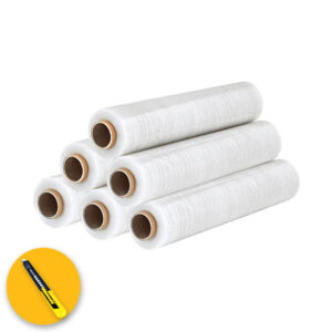 6 ROTOLI - Film estensibile manuale TRASPARENTE 23 ??m - bobina da 2,4 kg altezza 50cm lunghezza 180mt
