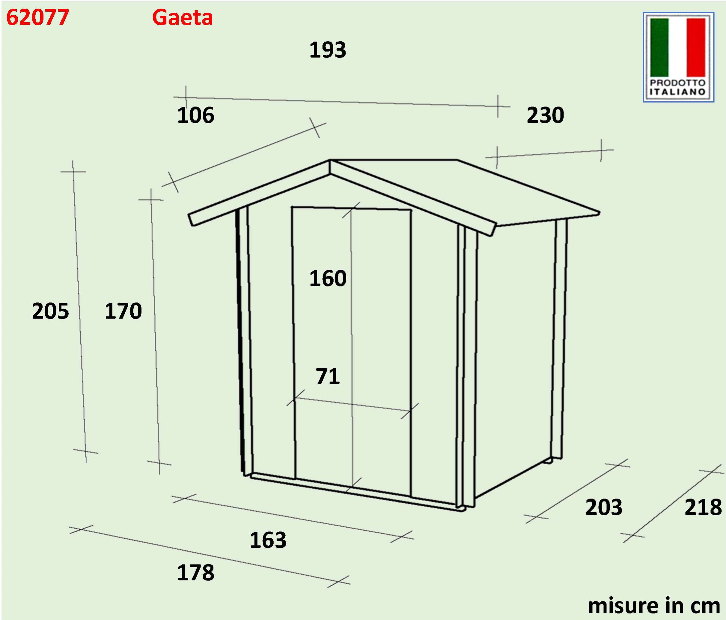 ALCE GAETA - CASETTA IN LEGNO 1,8 x 2,2 M PORTA SINGOLA FINESTRATA + INGLESINA - Image 2