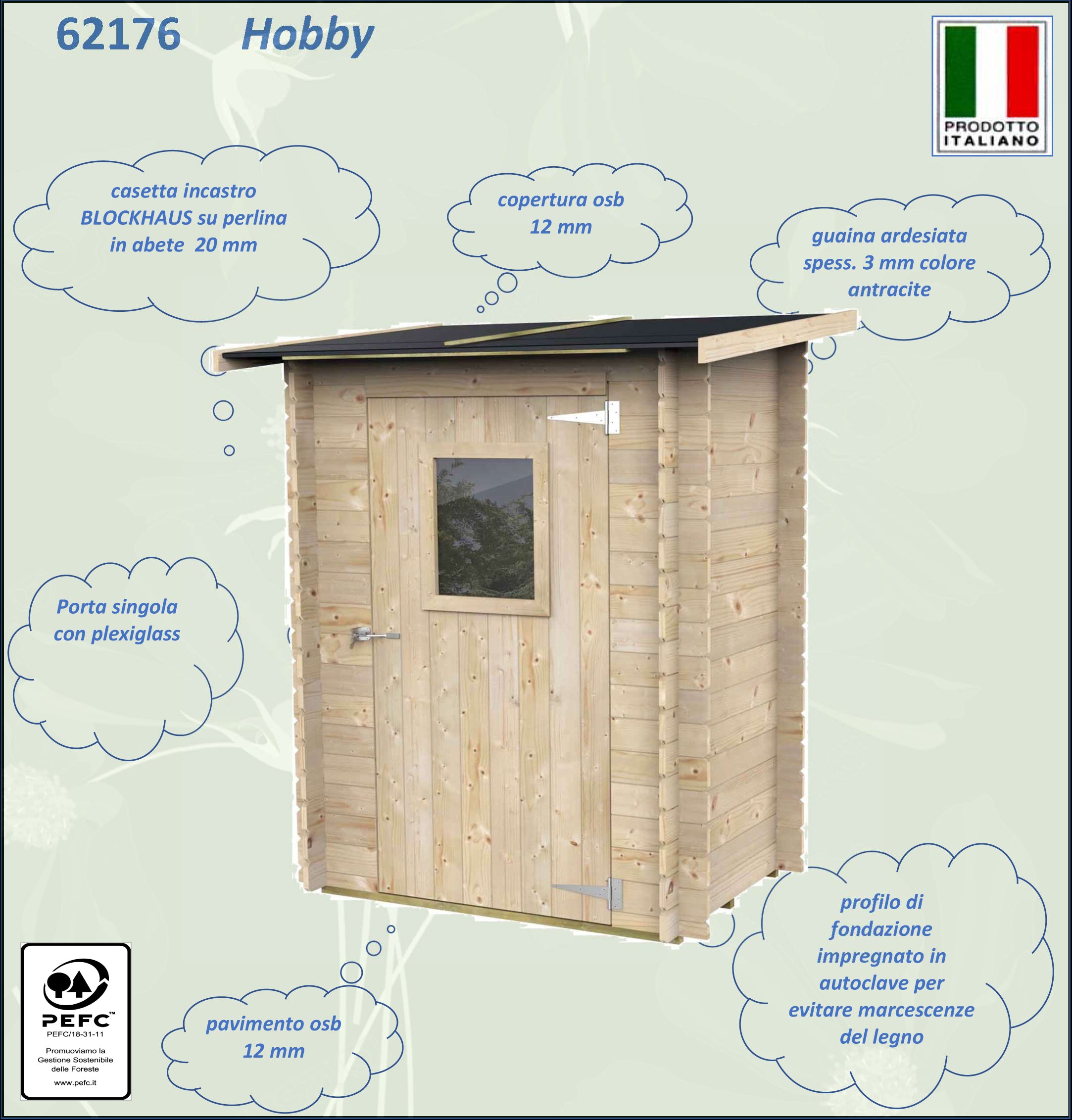 ALCE HOBBY - CASETTA IN LEGNO PORTA SINGOLA FINESTRATA 1,5 x 1 x 2 M - Image 2