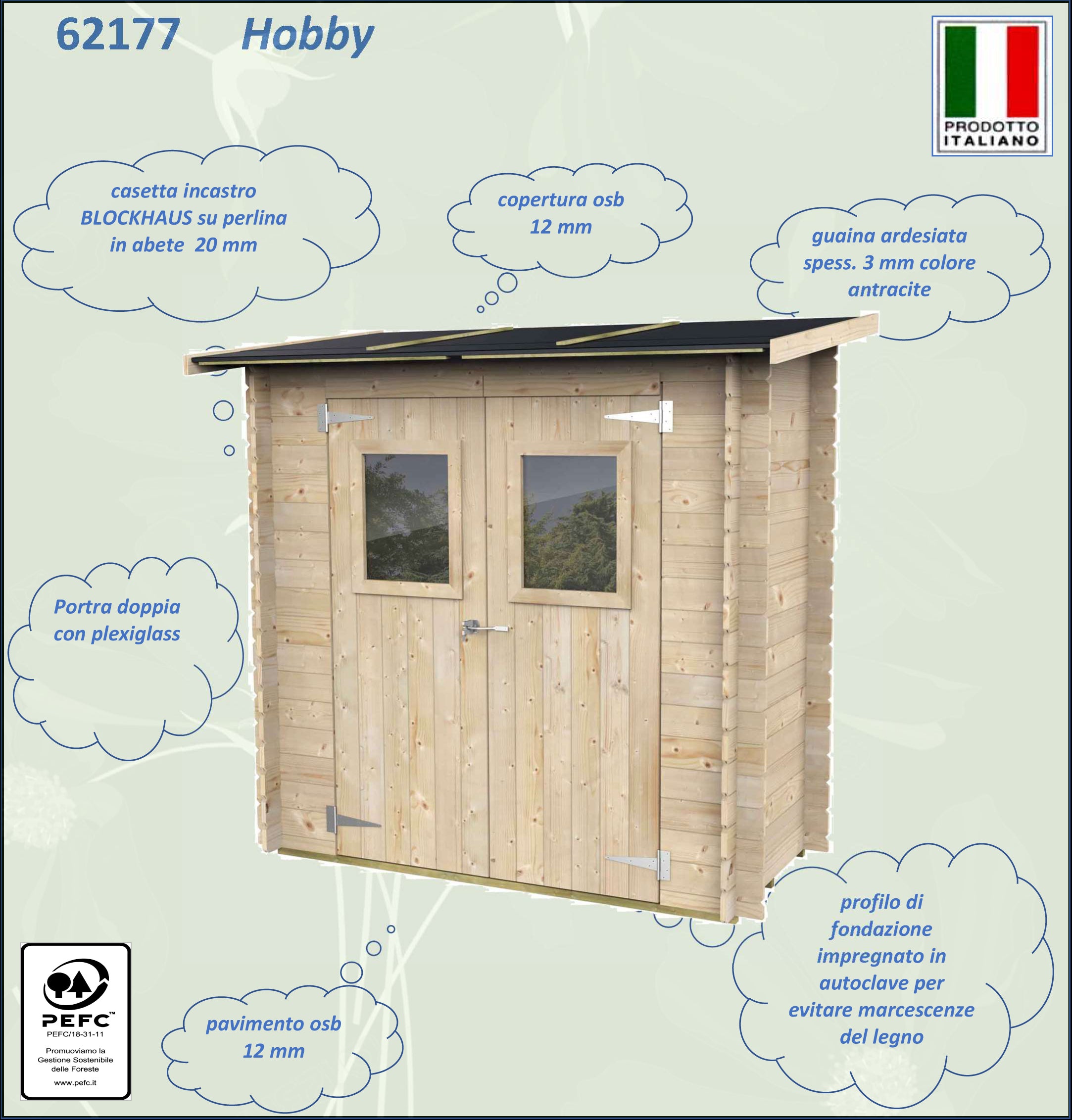 Alce Hobby - casetta in legno porta doppia finestrata 198x98x197cm monofalda - Image 4
