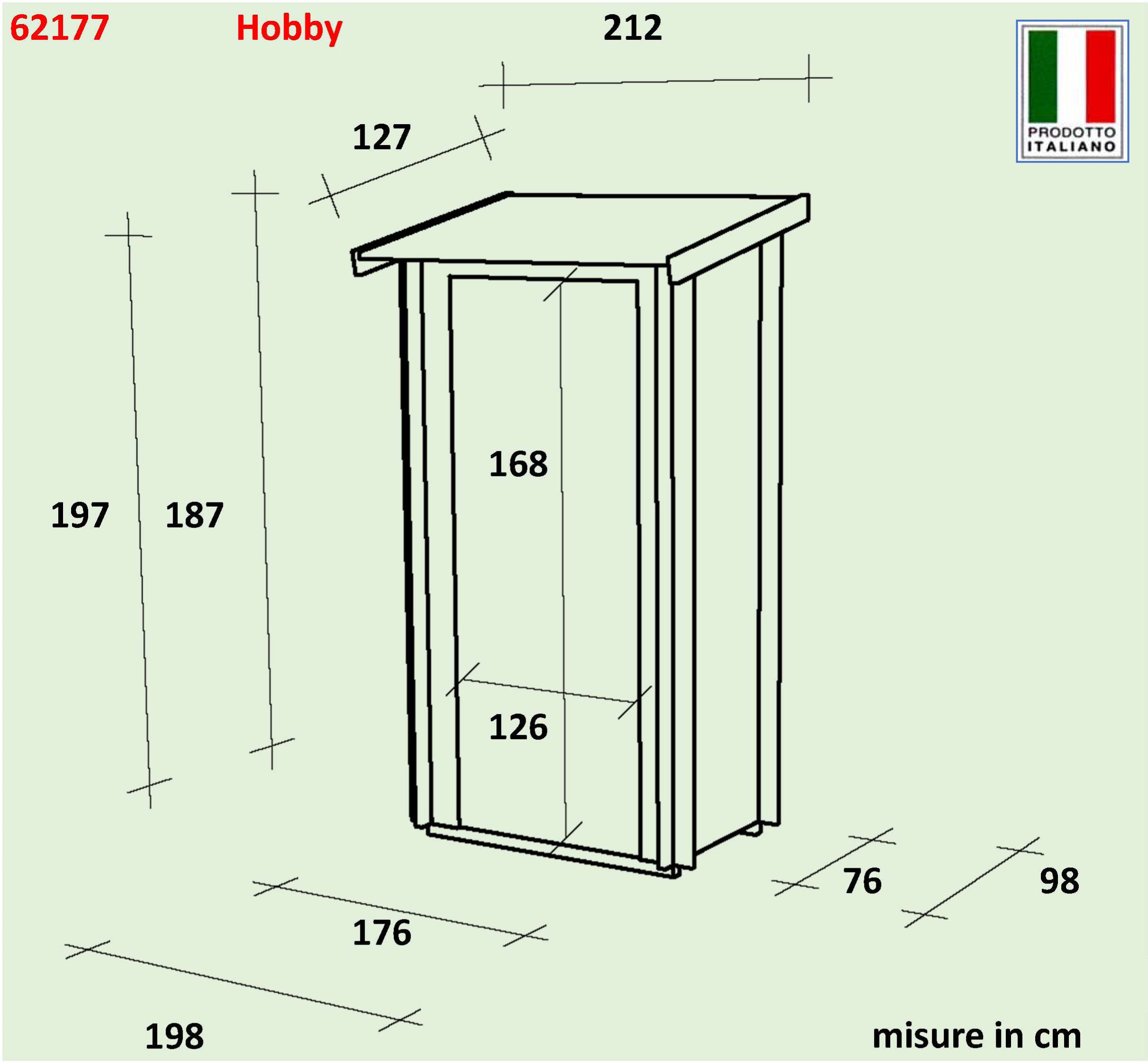 Alce Hobby - casetta in legno porta doppia finestrata 198x98x197cm monofalda - Image 2