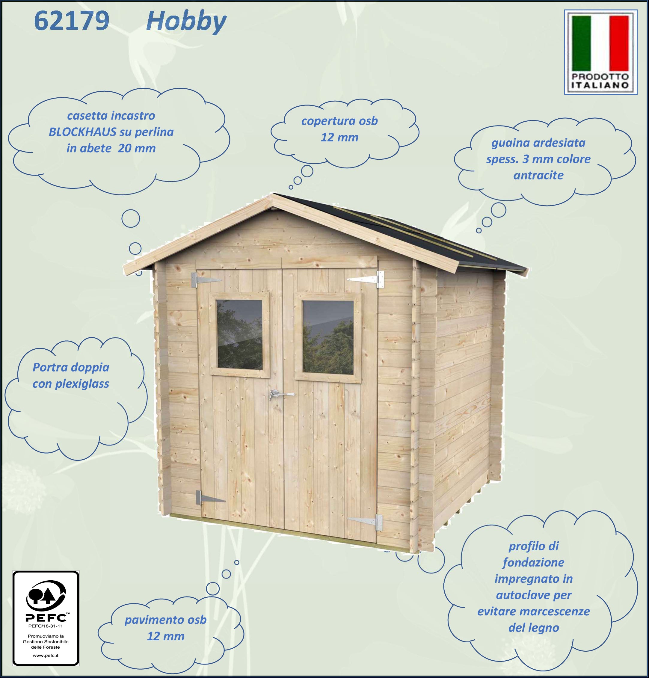 ALCE HOBBY - CASETTA IN LEGNO PORTA DOPPIA FINESTRATA 2 x 2 x 2 M - Image 3