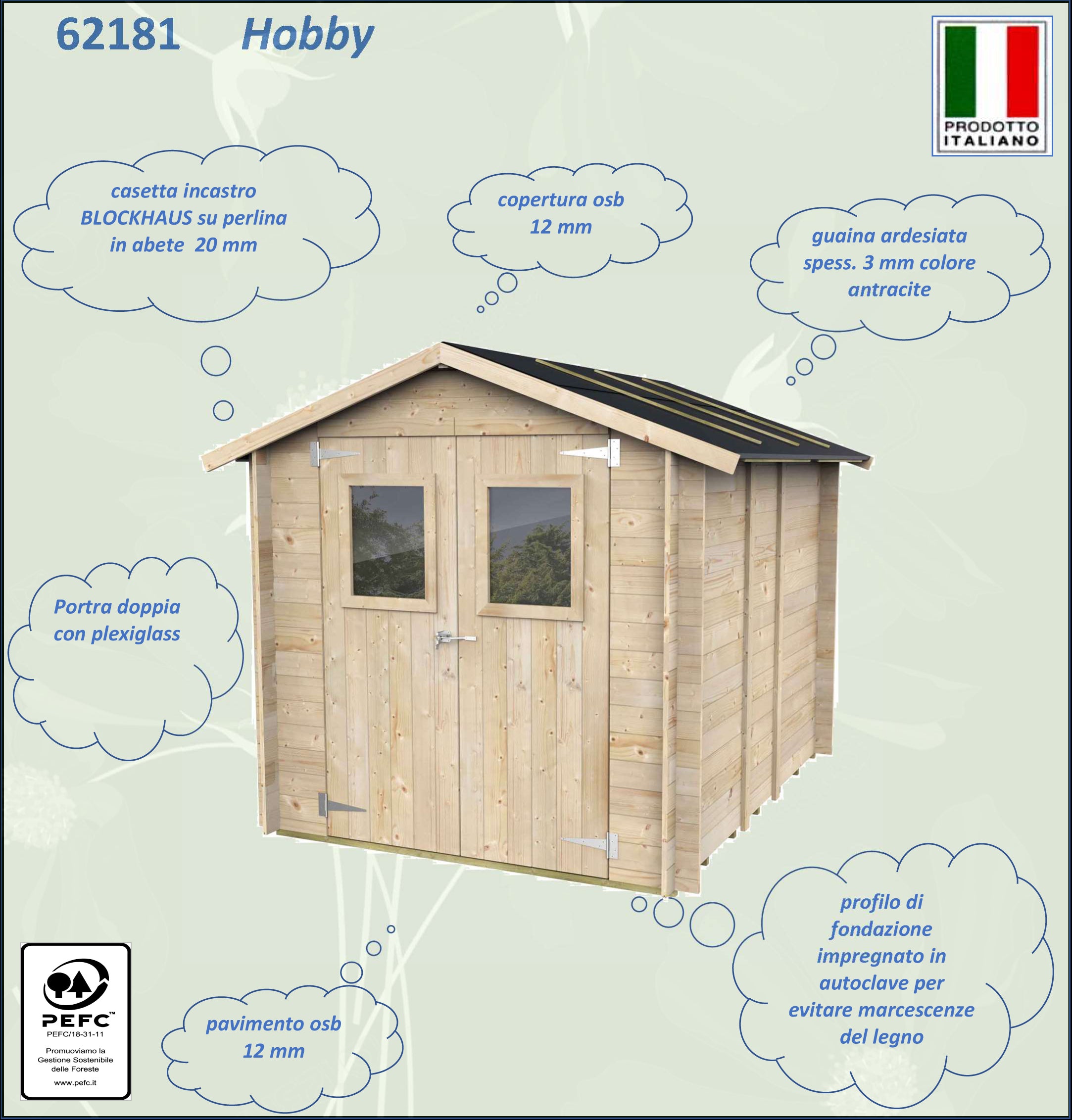 ALCE HOBBY - CASETTA IN LEGNO 2 x 2,5 x 2 M - PORTA DOPPIA FINESTRATA - Image 3
