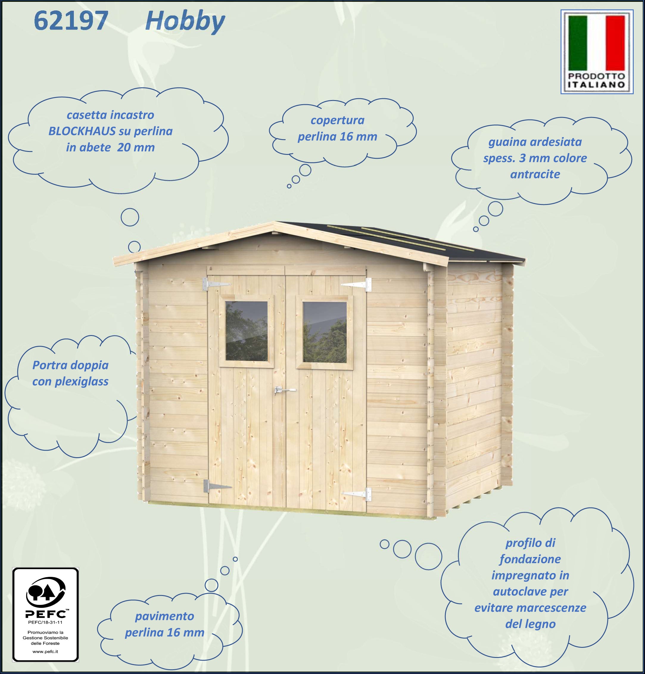 ALCE HOBBY - CASETTA IN LEGNO PORTA DOPPIA FINESTRATA 2,5 x 2 x 2 M - Image 4