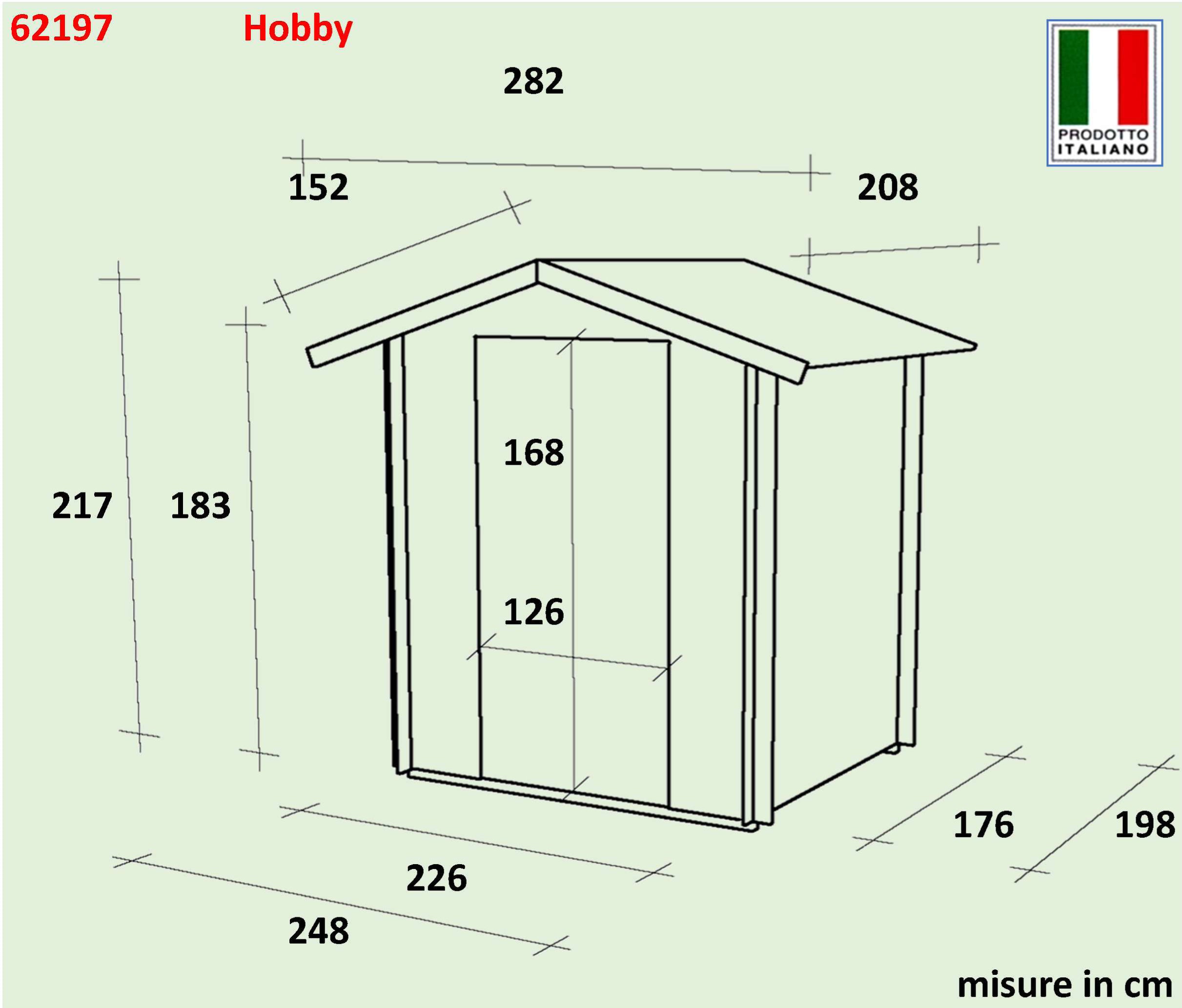 ALCE HOBBY - CASETTA IN LEGNO PORTA DOPPIA FINESTRATA 2,5 x 2 x 2 M - Image 2