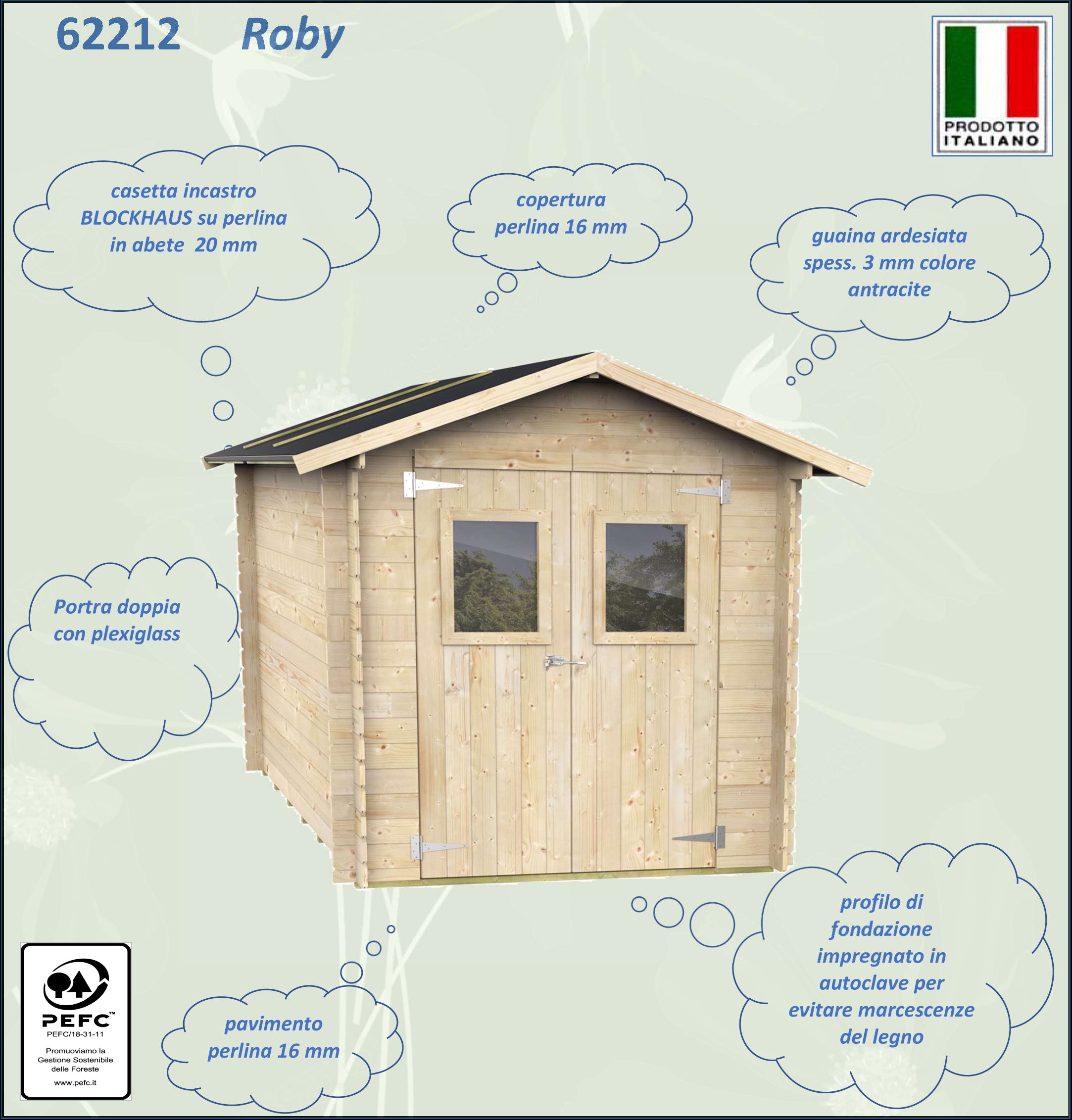 ALCE ROBY - CASETTA IN LEGNO 2 x 2 M - PORTA DOPPIA FINESTRATA - Image 3