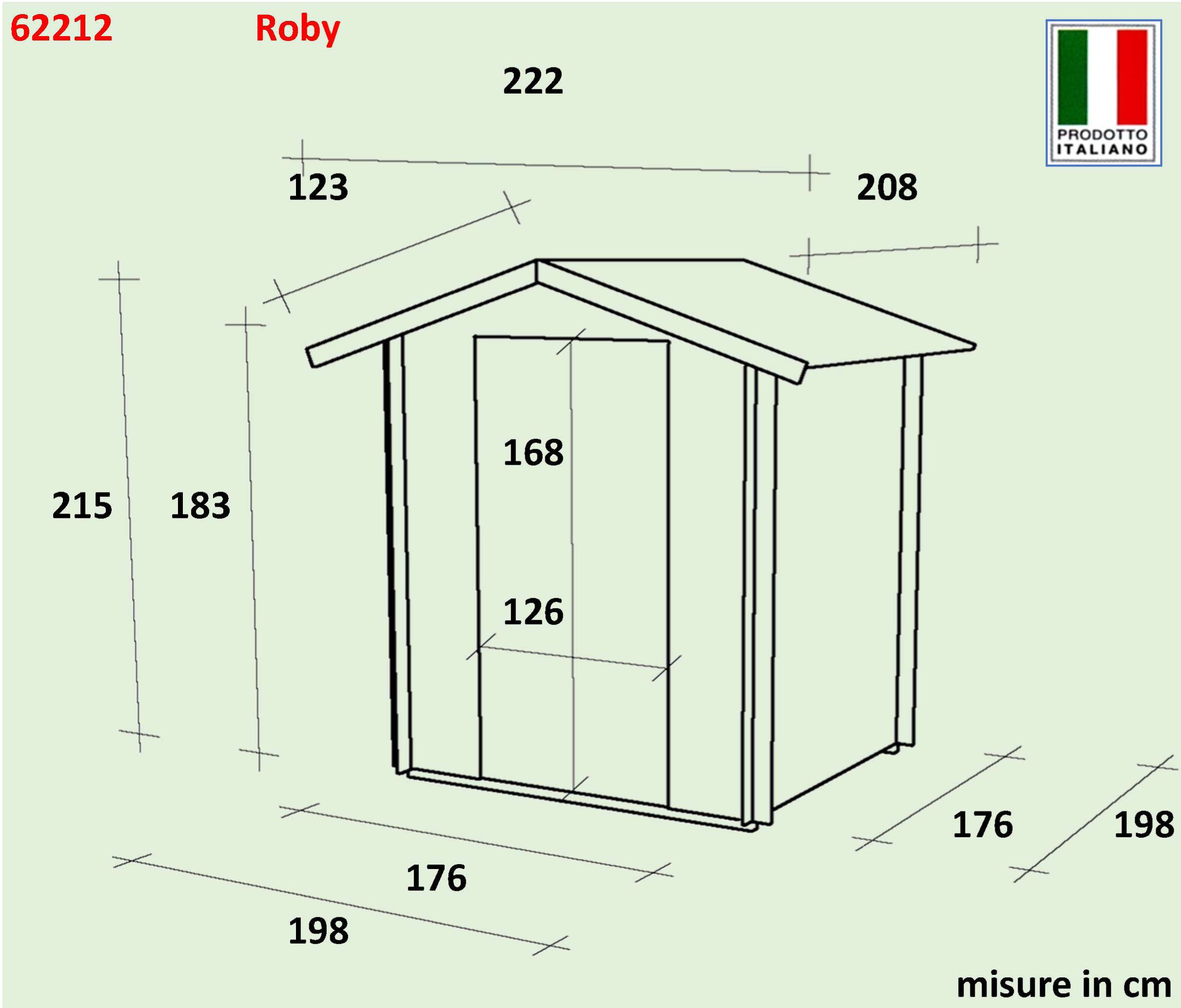 ALCE ROBY - CASETTA IN LEGNO 2 x 2 M - PORTA DOPPIA FINESTRATA - Image 4