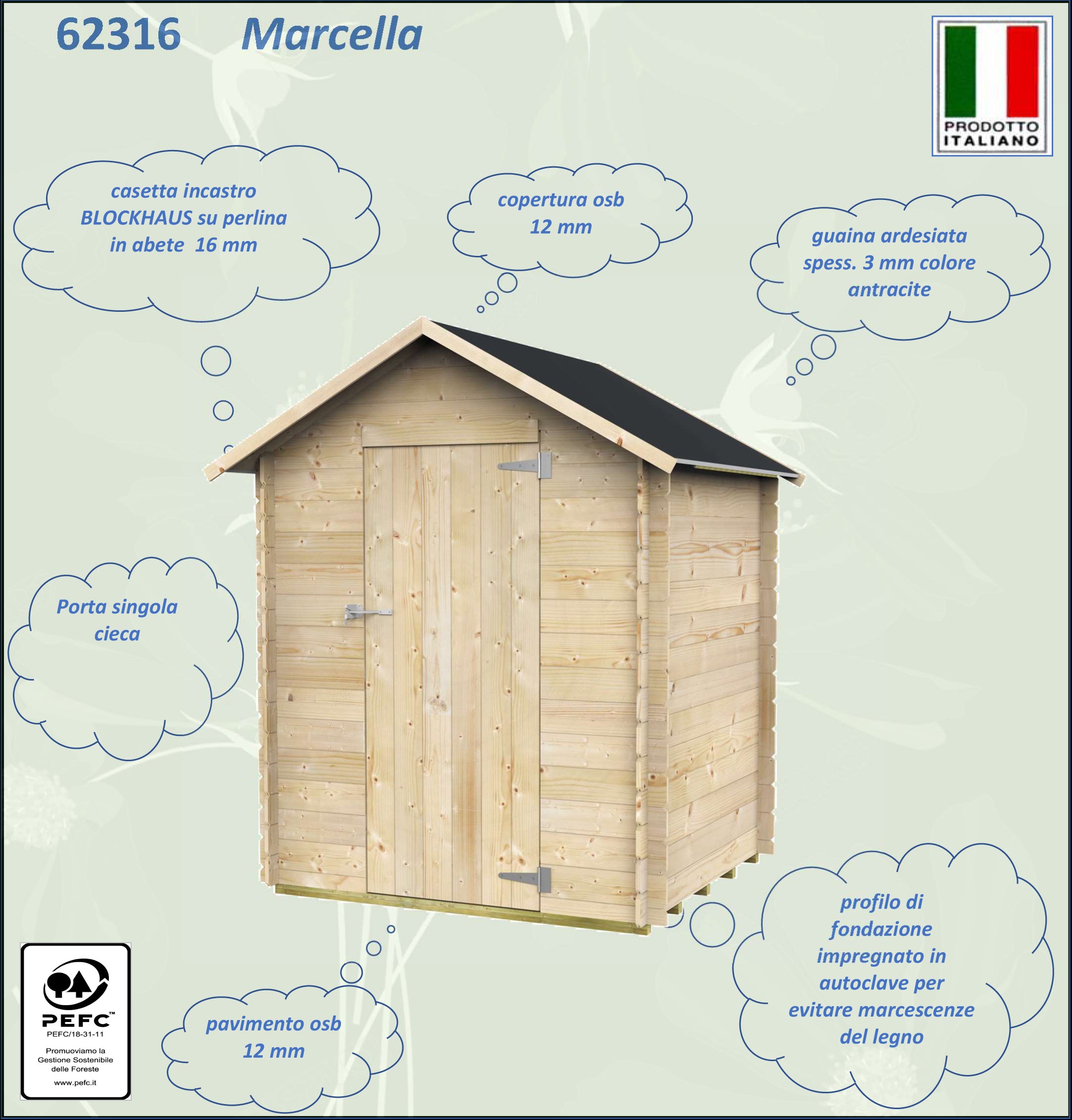 ALCE MARCELLA - CASETTA IN LEGNO dim. 1,5 X 1,3 M PORTA SINGOLA CIECA - Image 3