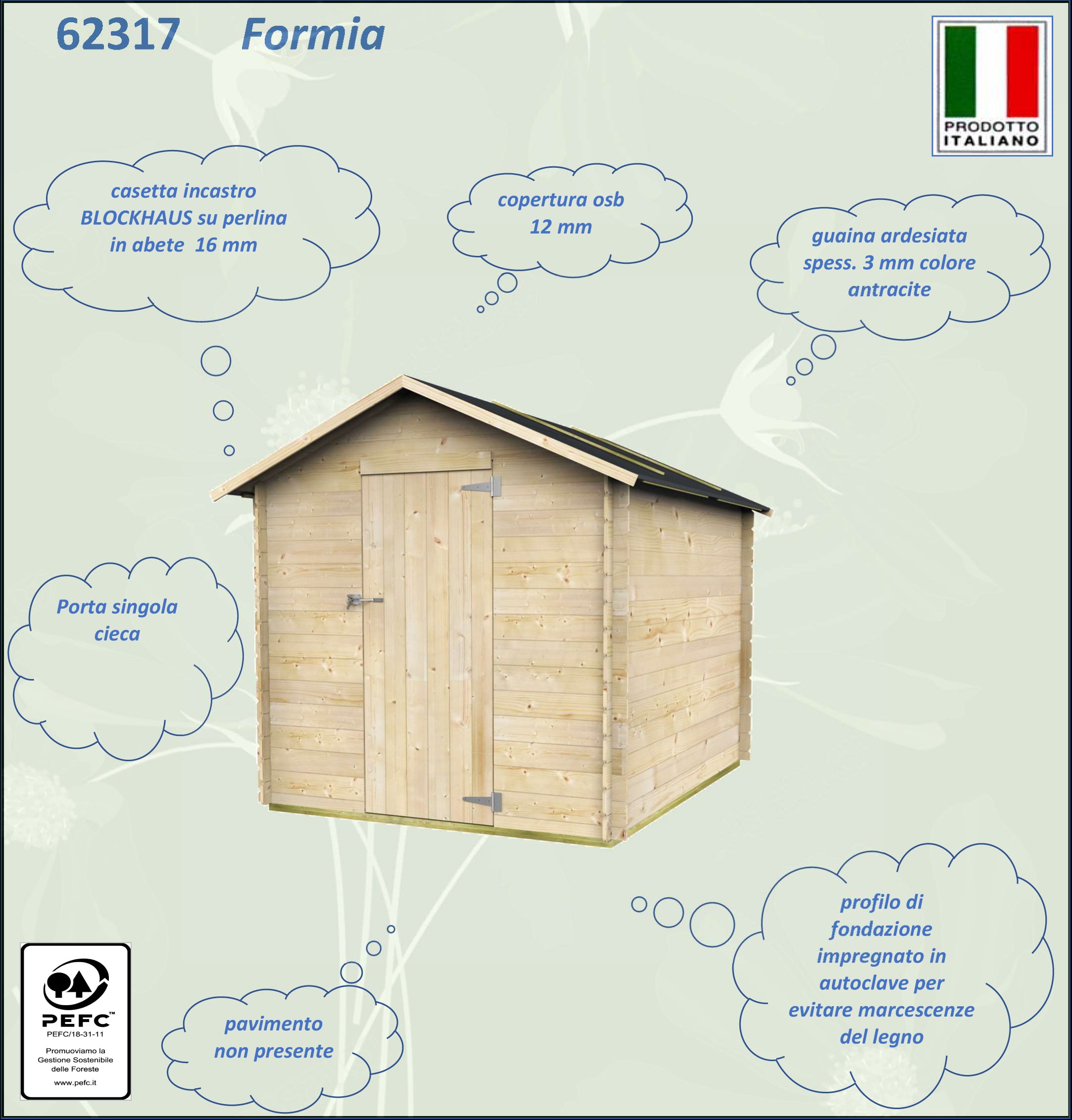 Alce Formia - casetta in legno 1,8 x 2,2 m porta singola cieca - Image 4