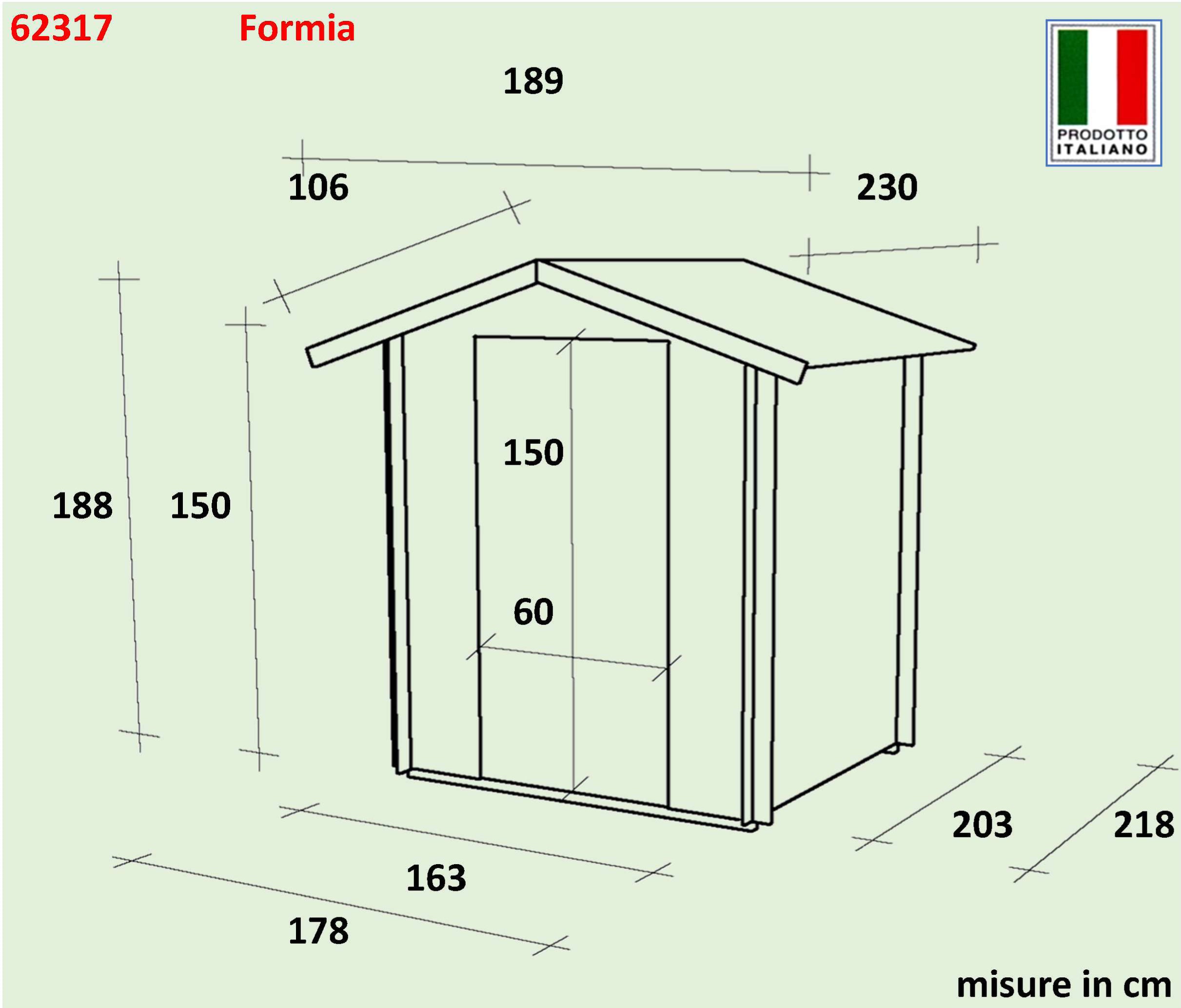 Alce Formia - casetta in legno 1,8 x 2,2 m porta singola cieca - Image 3