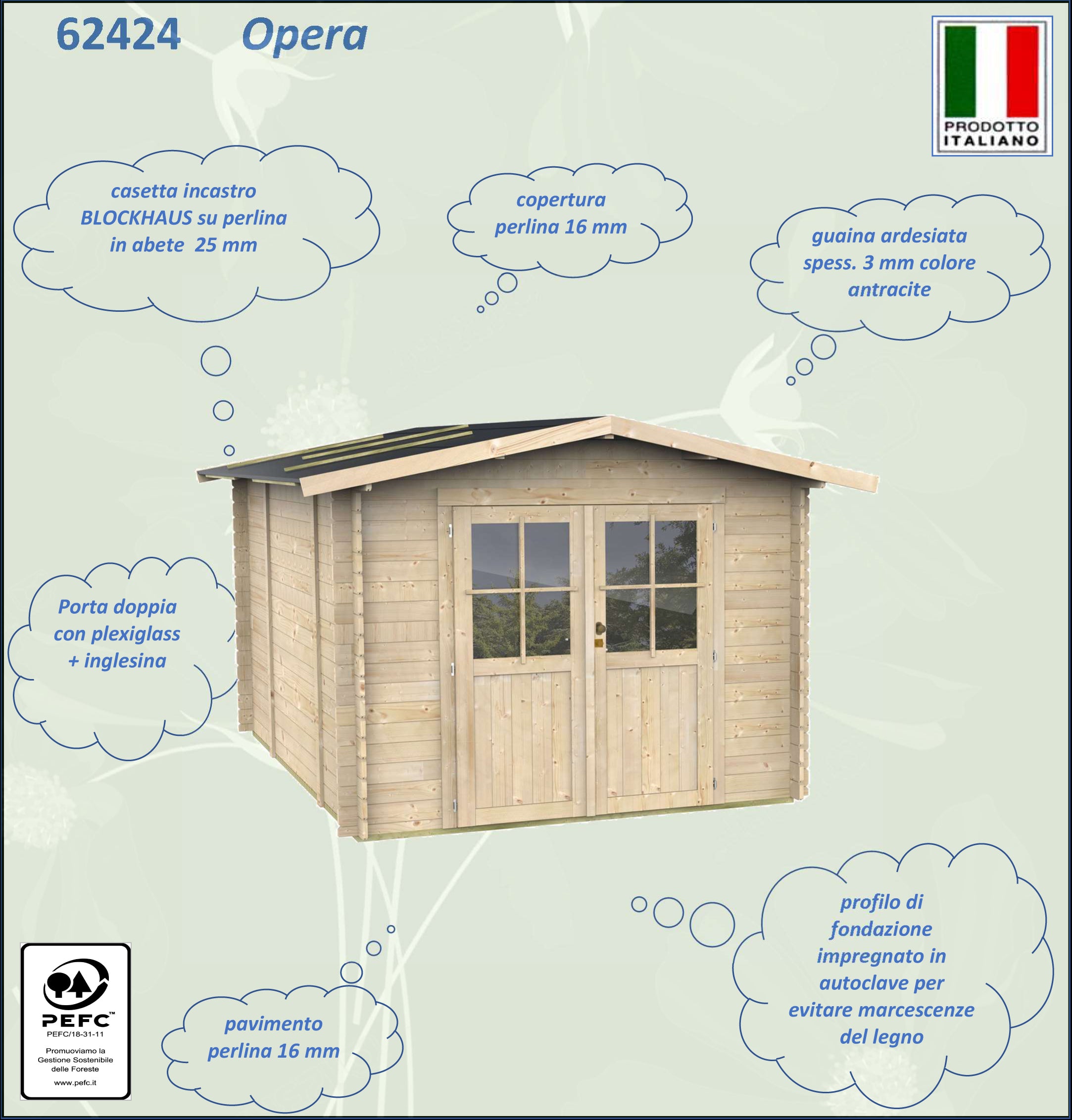 ALCE OPERA - CASETTA IN LEGNO CON PORTA DOPPIA 2,5 x 2,5 x 2 M - Image 3