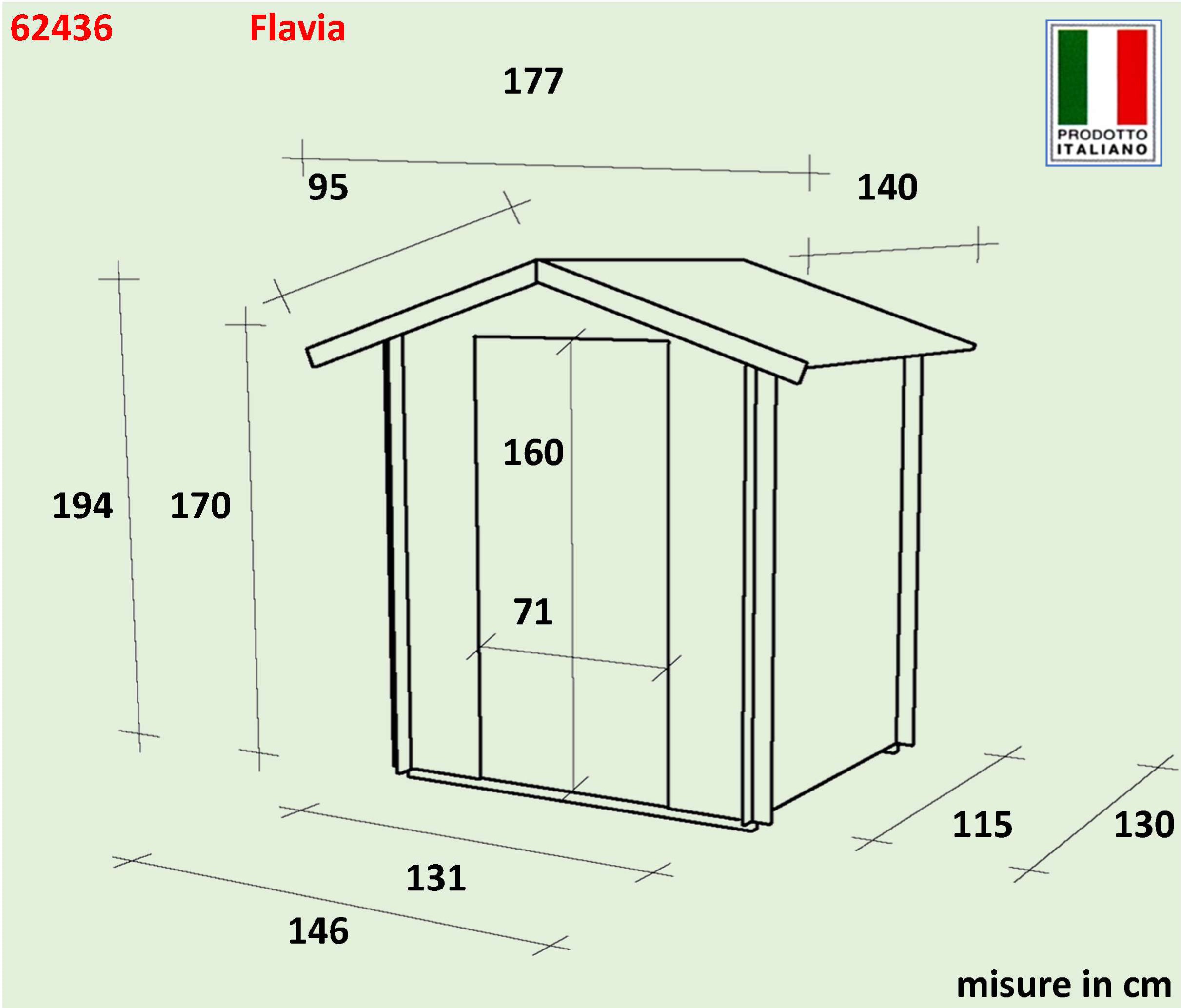 ALCE FLAVIA - CASETTA IN LEGNO 1,5 x 1,3 M CON PORTA SINGOLA FINESTRATA - Image 3