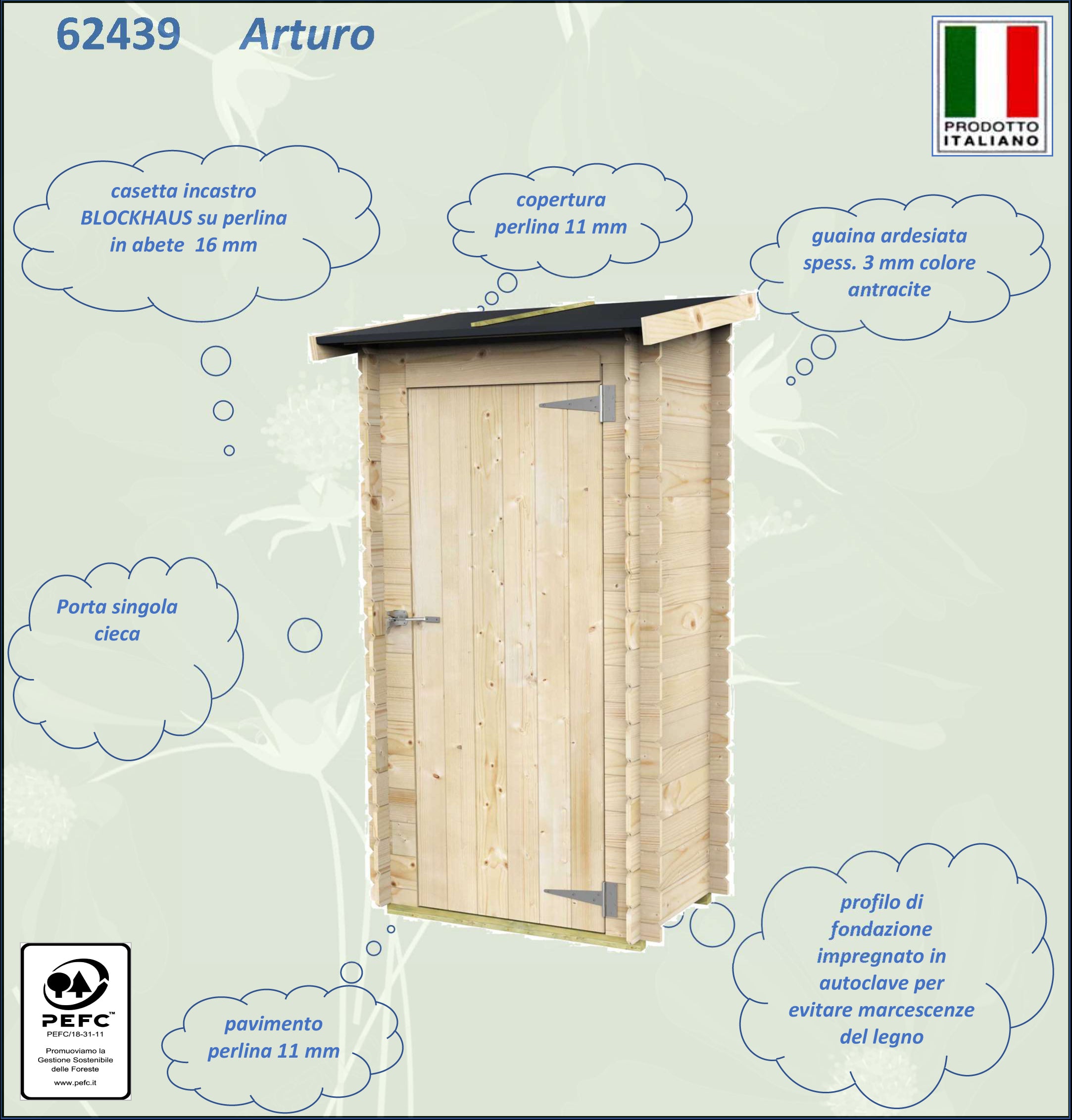 ALCE ARTURO - CASETTA IN LEGNO 94x64 cm PORTA SINGOLA CIECA - Image 3