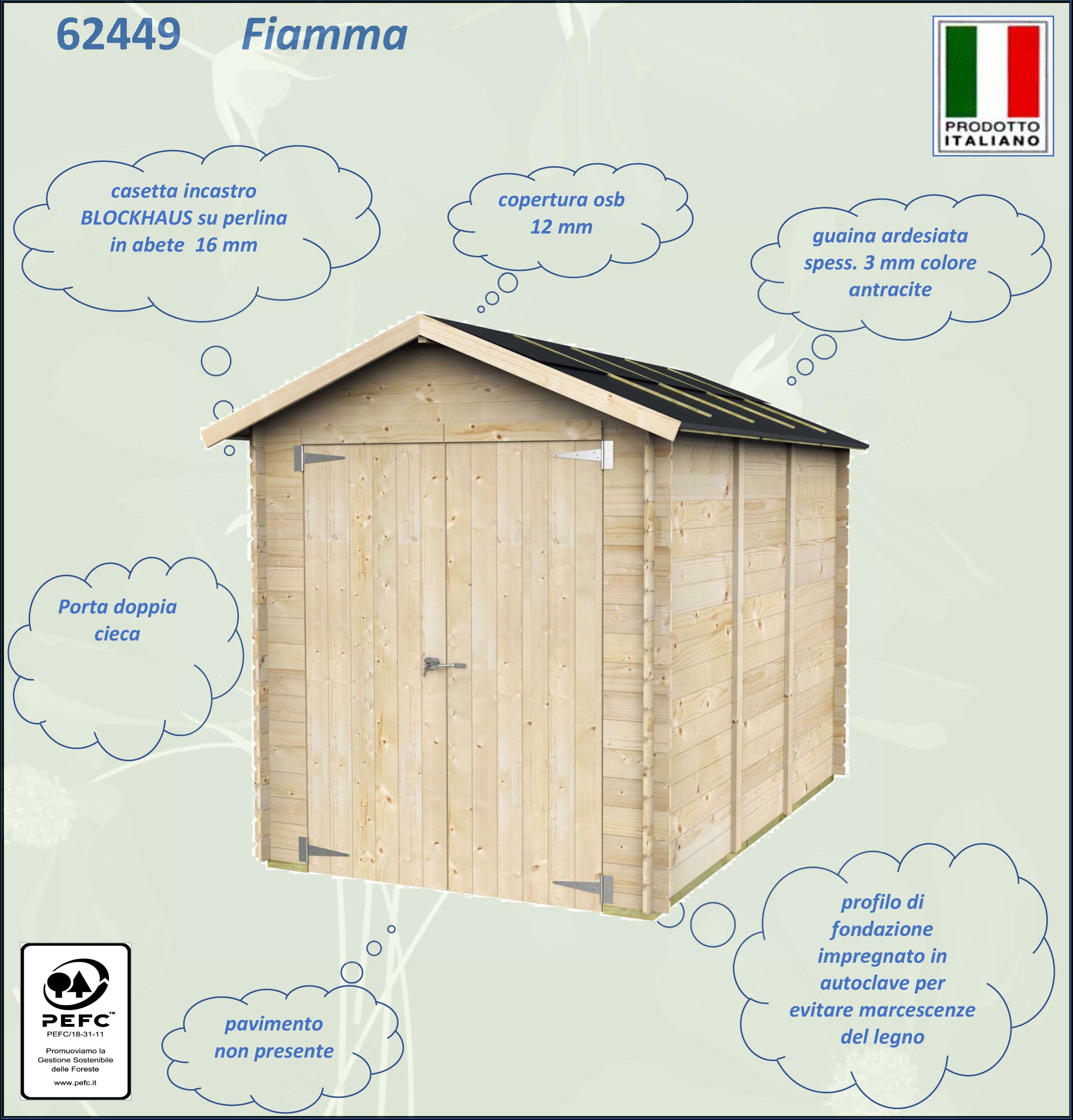 Alce Fiamma - casetta in legno 1,8 x 2,7 m porta doppia cieca - Image 2