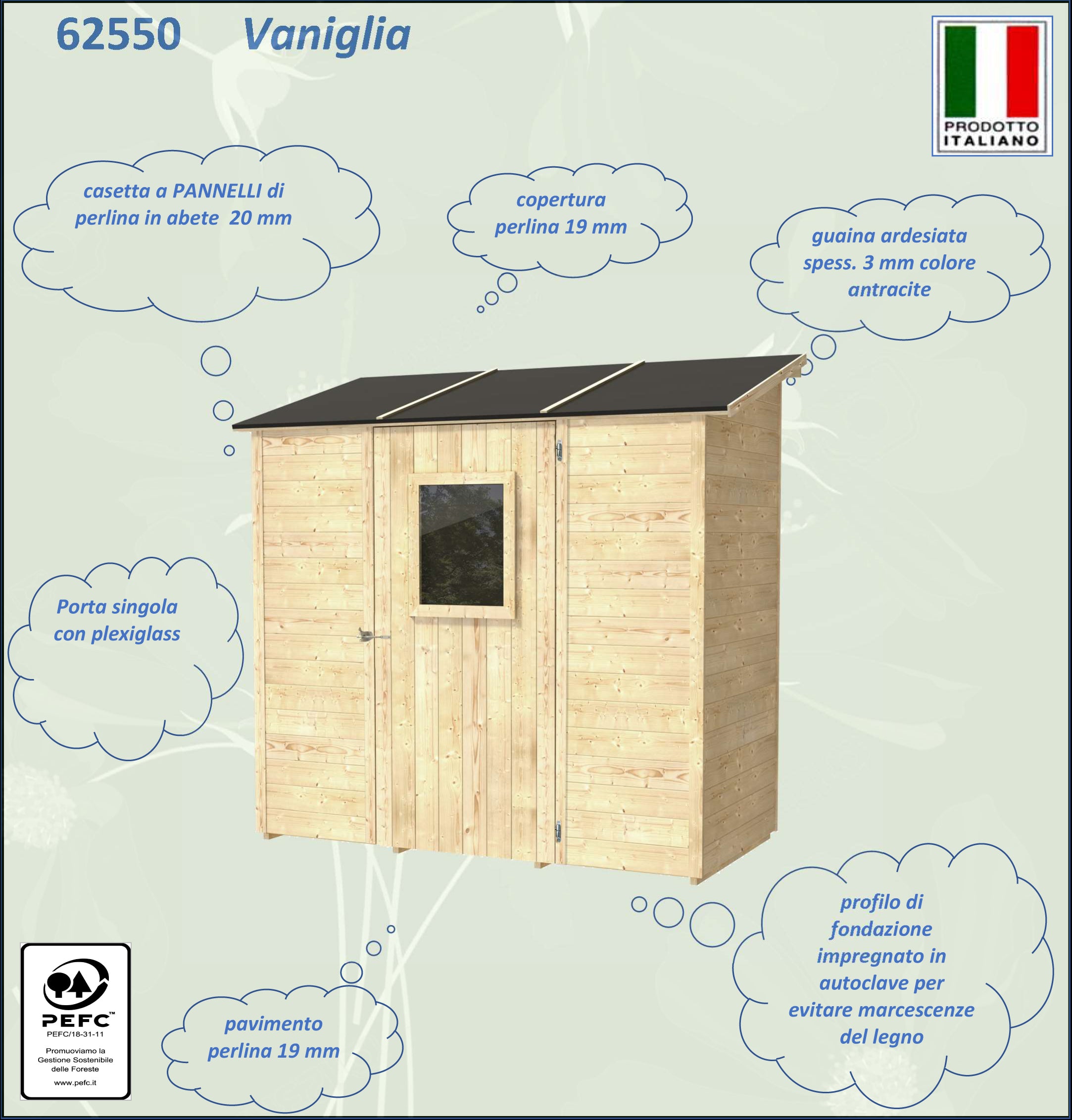 Alce Vaniglia - casetta in legno addossatta 2 x 1 m con porta singola finestrata - Image 2