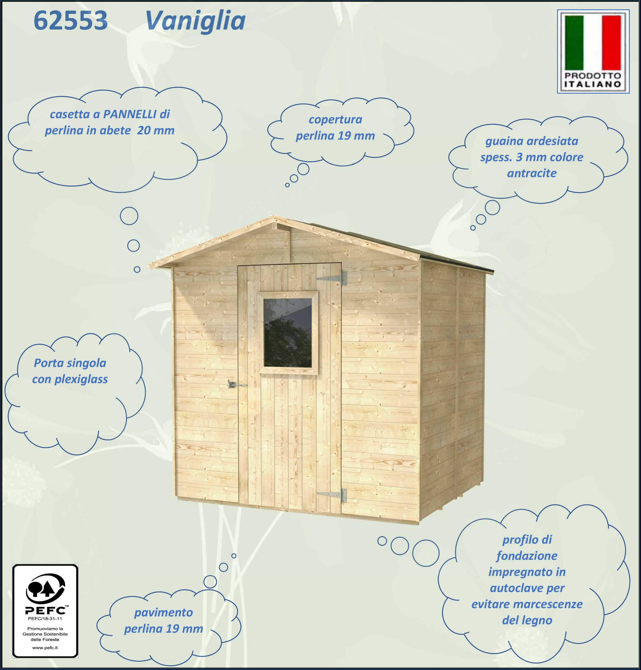 ALCE VANIGLIA - CASETTA IN LEGNO - 2 X 2 m CON PORTA SINGOLA FINESTRATA - Image 3