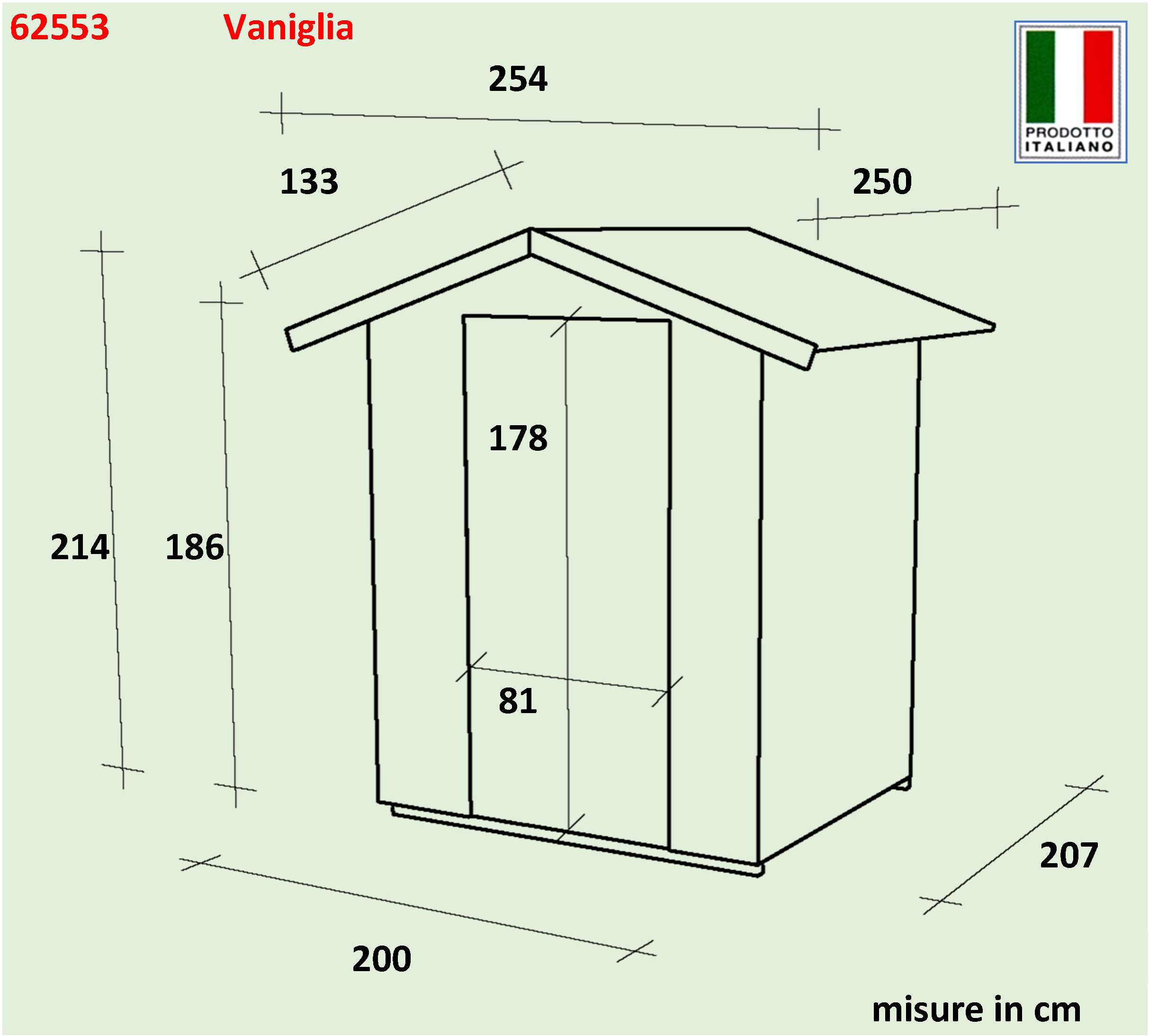 ALCE VANIGLIA - CASETTA IN LEGNO - 2 X 2 m CON PORTA SINGOLA FINESTRATA - Image 2