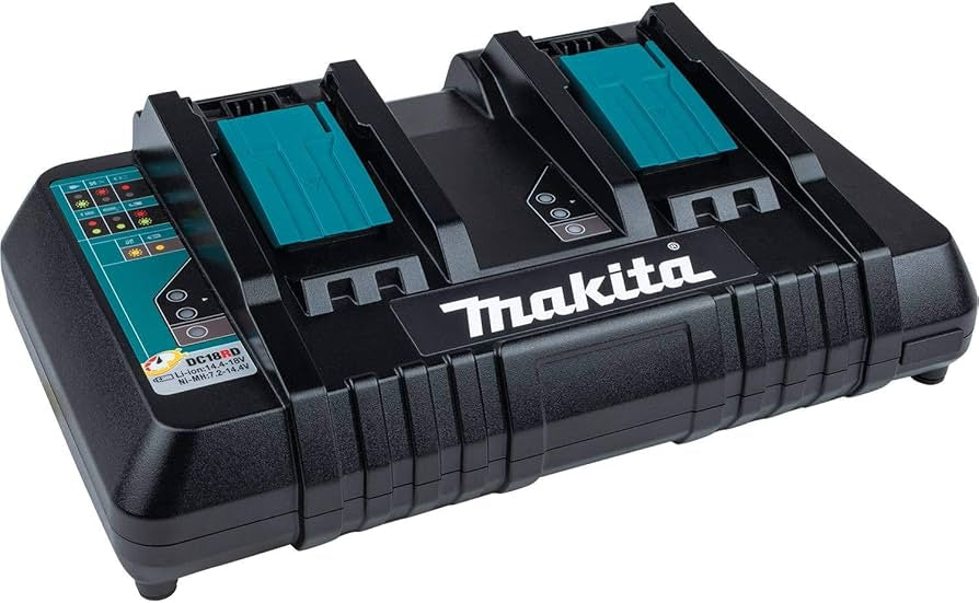 Caricabatterie veloce con doppio slot, Makita DC18RD (14,4V - 18V)