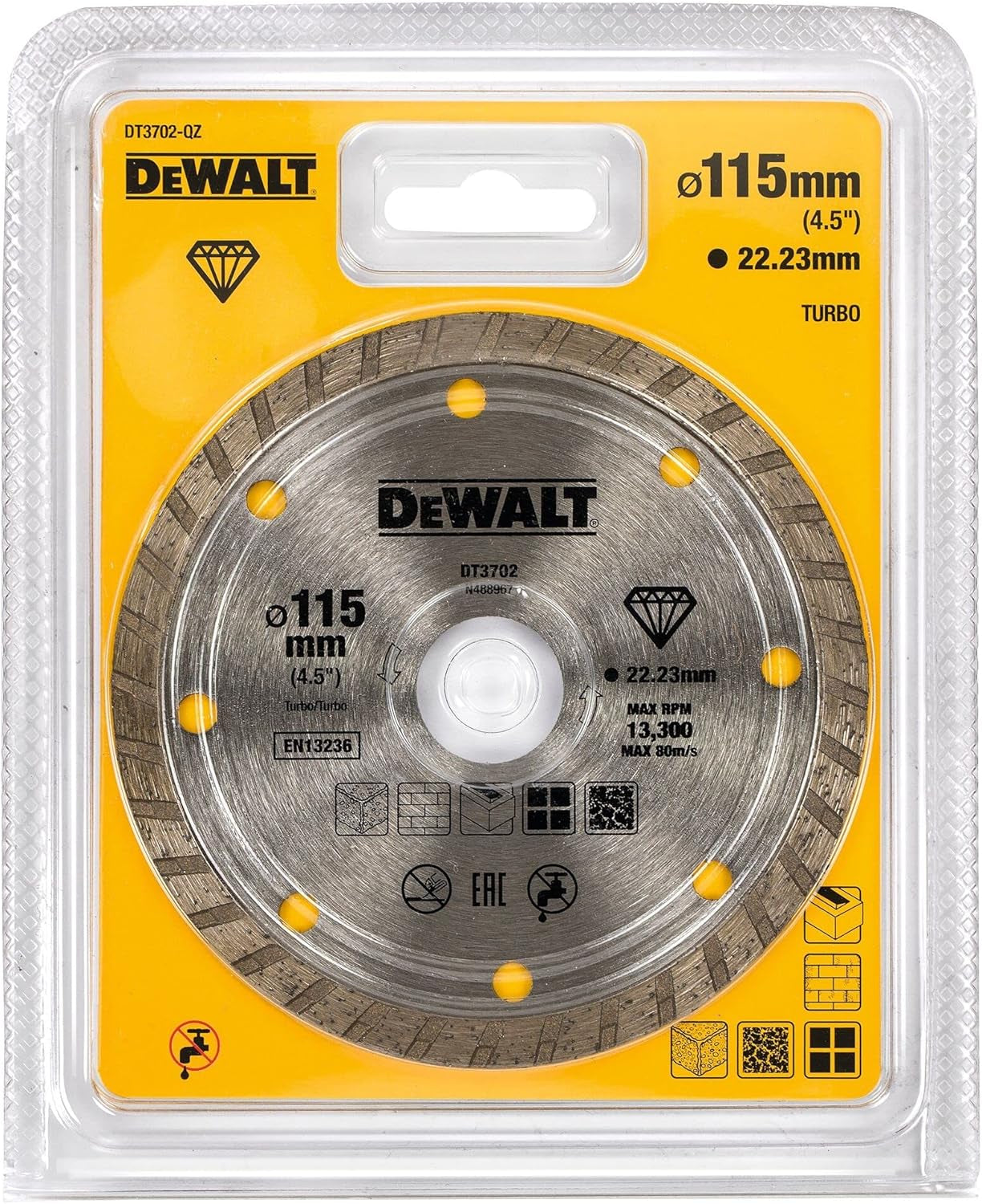 Dewalt DT3702 - Disco diamantato per taglio in muratura o metallo - 115x22,2x1,6 corona continua