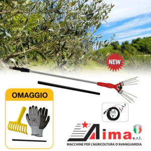Abbacchiatore olive a batteria Aima ATHENA 36V con asta da 250 cm, per piante folte e olive tenaci CON OMAGGIO