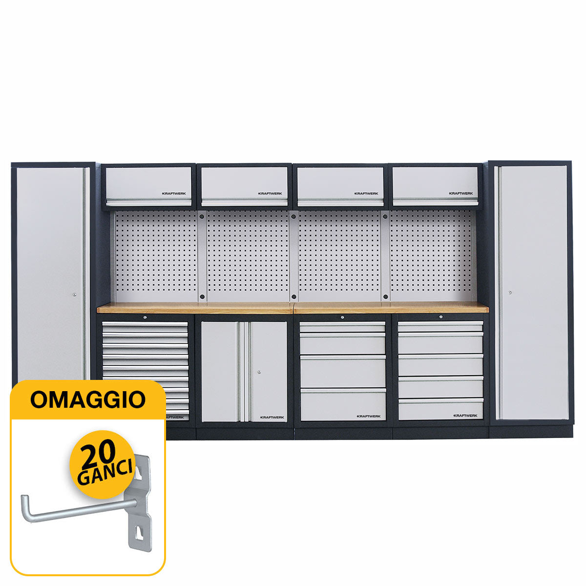 Kraftwerk 3964F - Arredamento officina a 6 elementi con piano in legno